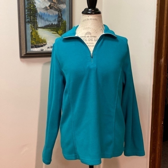 Lands’ End teal green lightweight 1/2 zip layering Polarfleece layering … - Picture 2 of 8